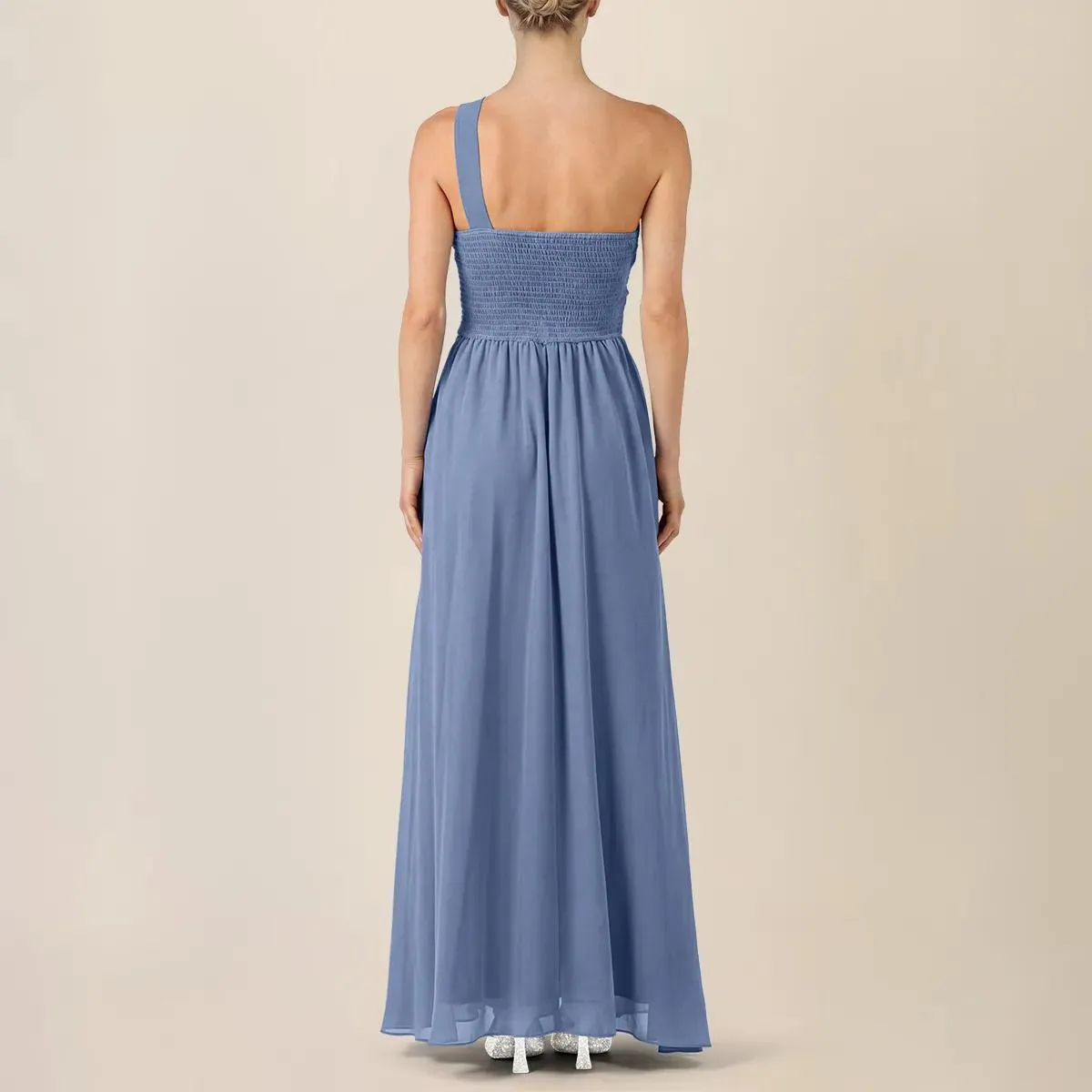 Apart - One-Shoulder Chiffonkleid - Größe 34 - blau – Bild 2
