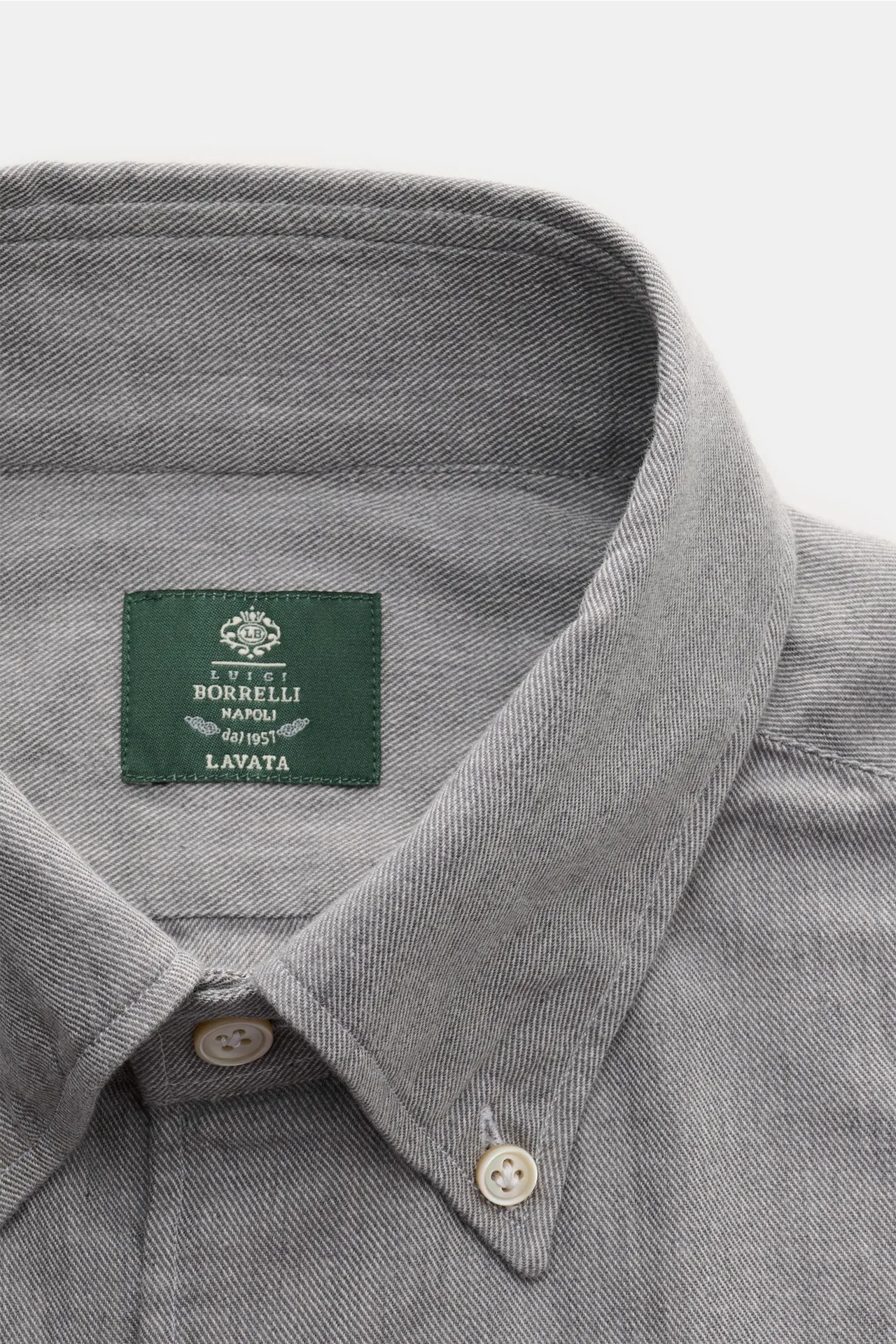 Borrelli - Herren - Casual Hemd 'Gable' Kent-Kragen grau meliert – Bild 2