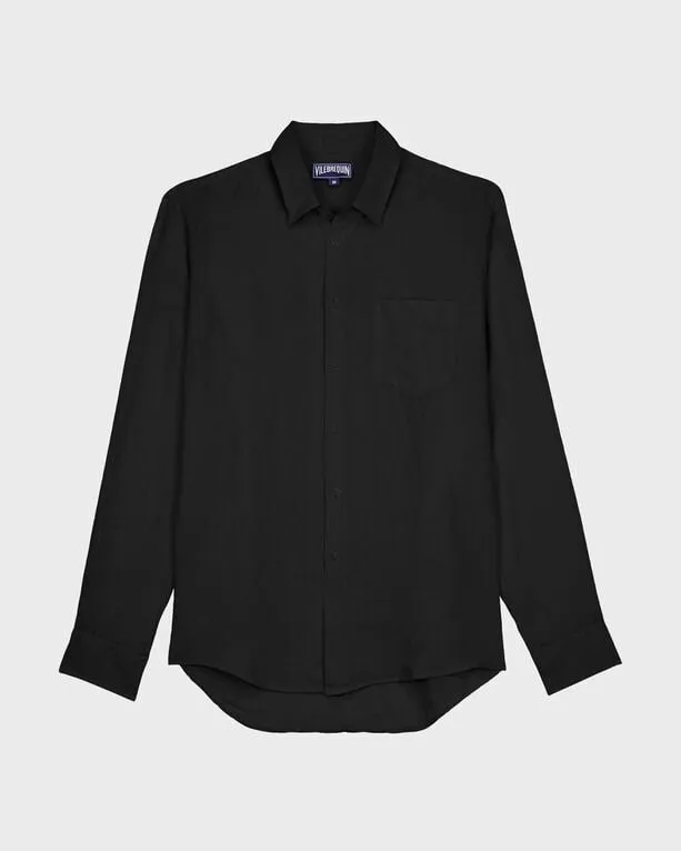Vilebrequin - Einfarbiges Hemd Aus Leinen Für Herren - Hemd - Caroubis - Schwarz - Größe 6XL Vilebrequin - Einfarbiges Hemd Aus Leinen Für Herren - Hemd - Caroubis - Schwarz - Größe 6XL