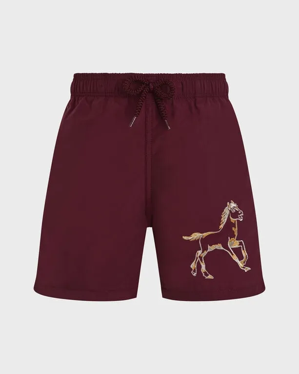 Vilebrequin - Placed The Year Of The Horse Badeshorts Mit Stickarbeiten Für Jungen - Bademode - Jim - Rot - Größe 10 Vilebrequin - Placed The Year Of The Horse Badeshorts Mit Stickarbeiten Für Jungen - Bademode - Jim - Rot - Größe 10