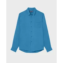 Vilebrequin - Solid Hemd Aus Leinen Für Herren - Hemd - Caroubis - Blau - Größe M Vilebrequin - Solid Hemd Aus Leinen Für Herren - Hemd - Caroubis - Blau - Größe M