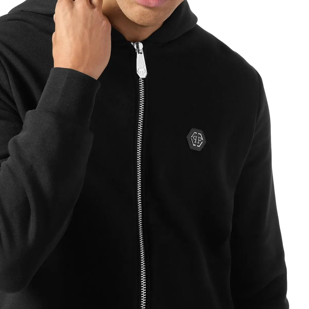 Philipp Plein - Kapuzen-Sweatjacket Skull - Größe M - schwarz – Bild 3