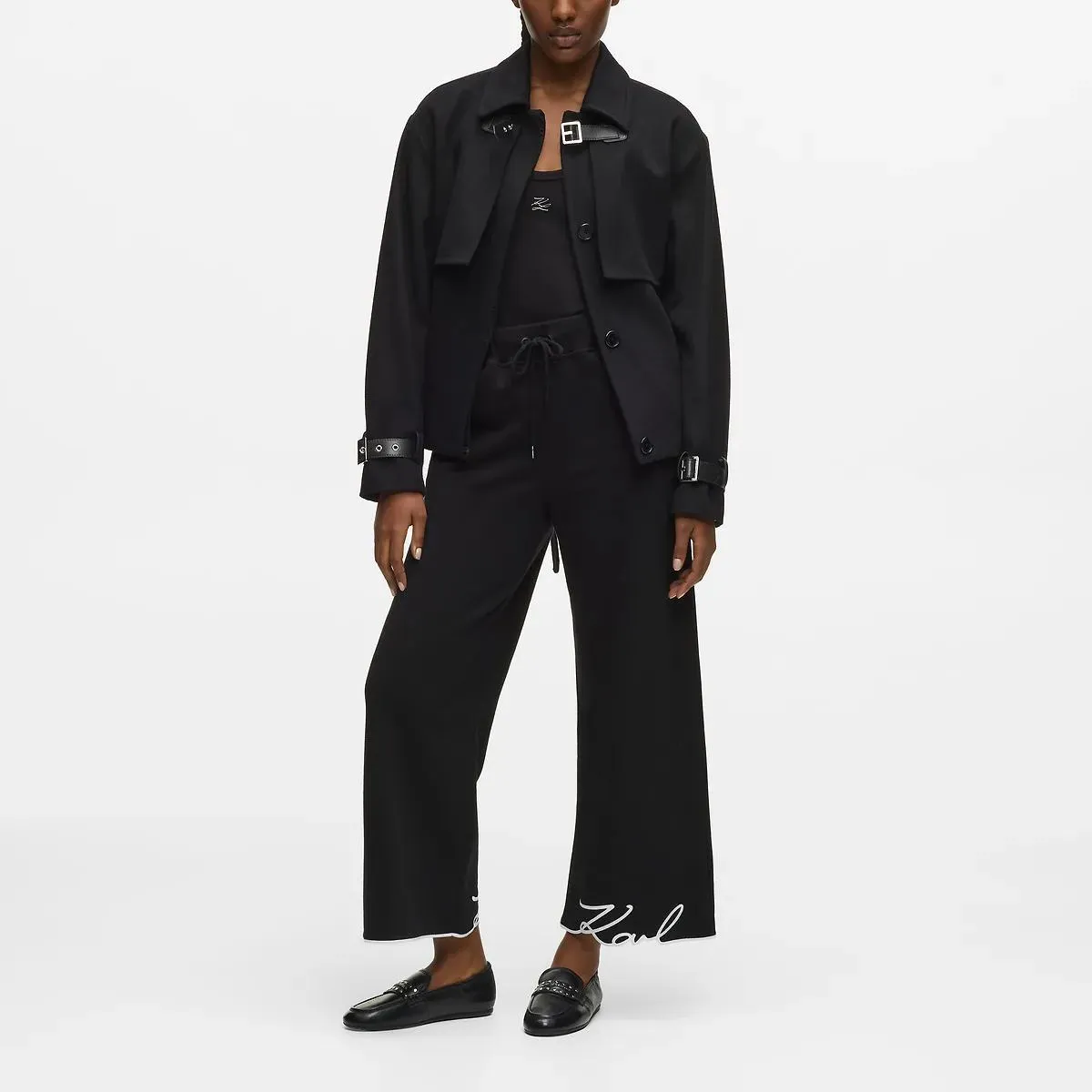 Karl Lagerfeld - Trainingshose mit Signature-Saum - Größe M - schwarz – Bild 4