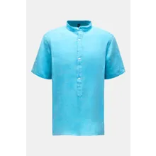 04651/ A trip in a bag - Herren - Popover-Kurzarmhemd %27Linen Guru%27 Grandad-Kragen türkis 04651/ A trip in a bag - Herren - Popover-Kurzarmhemd %27Linen Guru%27 Grandad-Kragen türkis