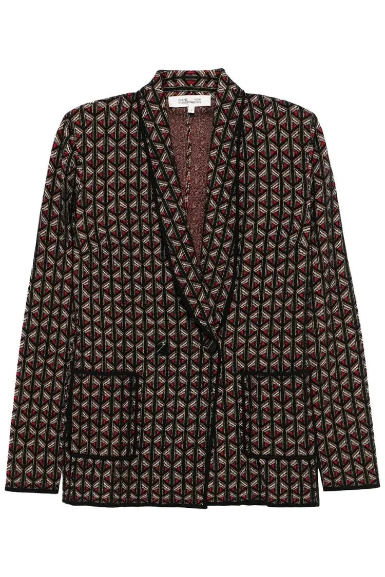 Diane von Furstenberg - Multicolor Geometric Pattern Blazer - Größe 2 - braun Diane von Furstenberg - Multicolor Geometric Pattern Blazer - Größe 2 - braun