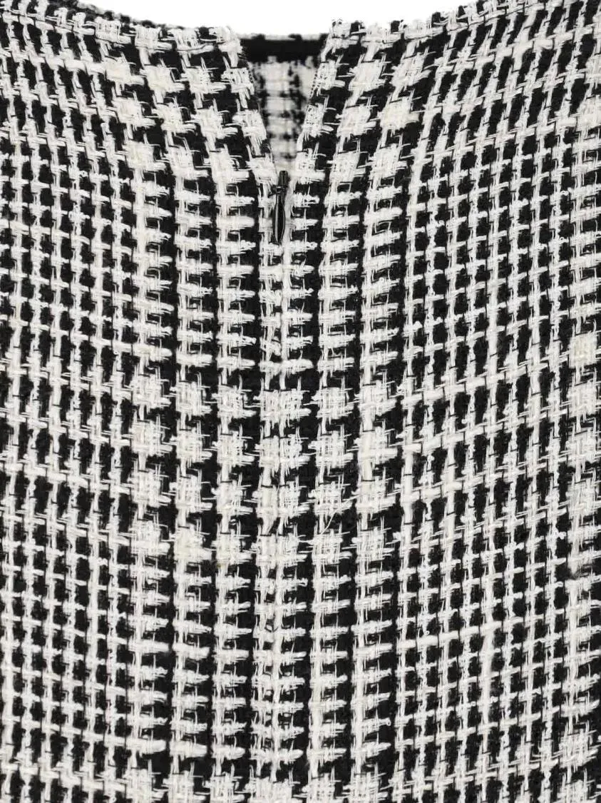 GIANLUCACA PANNOLO - Houndstooth Midi Dress – White - Größe 40 - weiß – Bild 4
