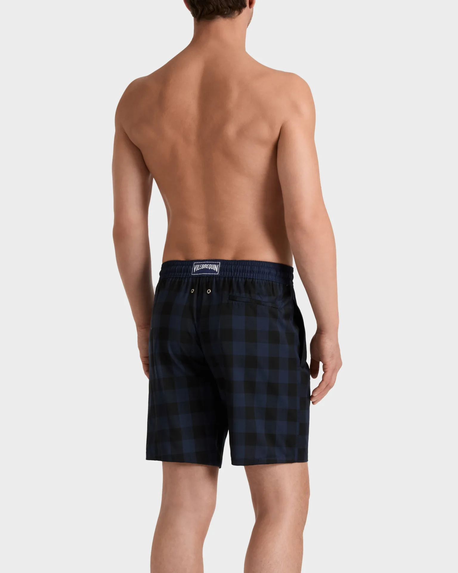 Vilebrequin - Lange Macro Check Tartan Badeshorts Aus Ultradünner Wolle Für Herren - Bademode - Okognus - Blau - Größe L – Bild 4