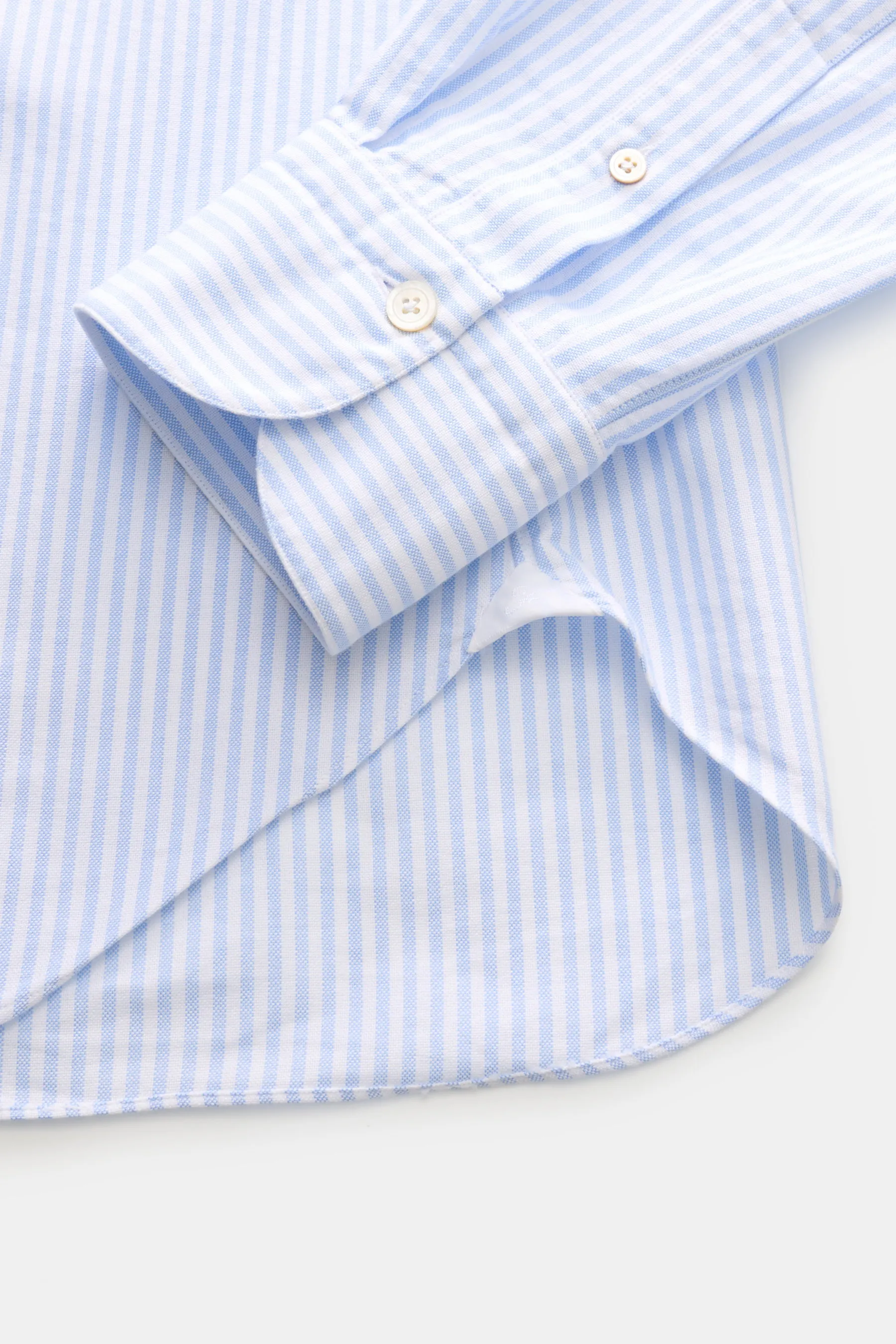Finamore - Herren - Oxford-Hemd 'Lorenzo Gaeta' Grandad-Kragen hellblau/weiß gestreift – Bild 3