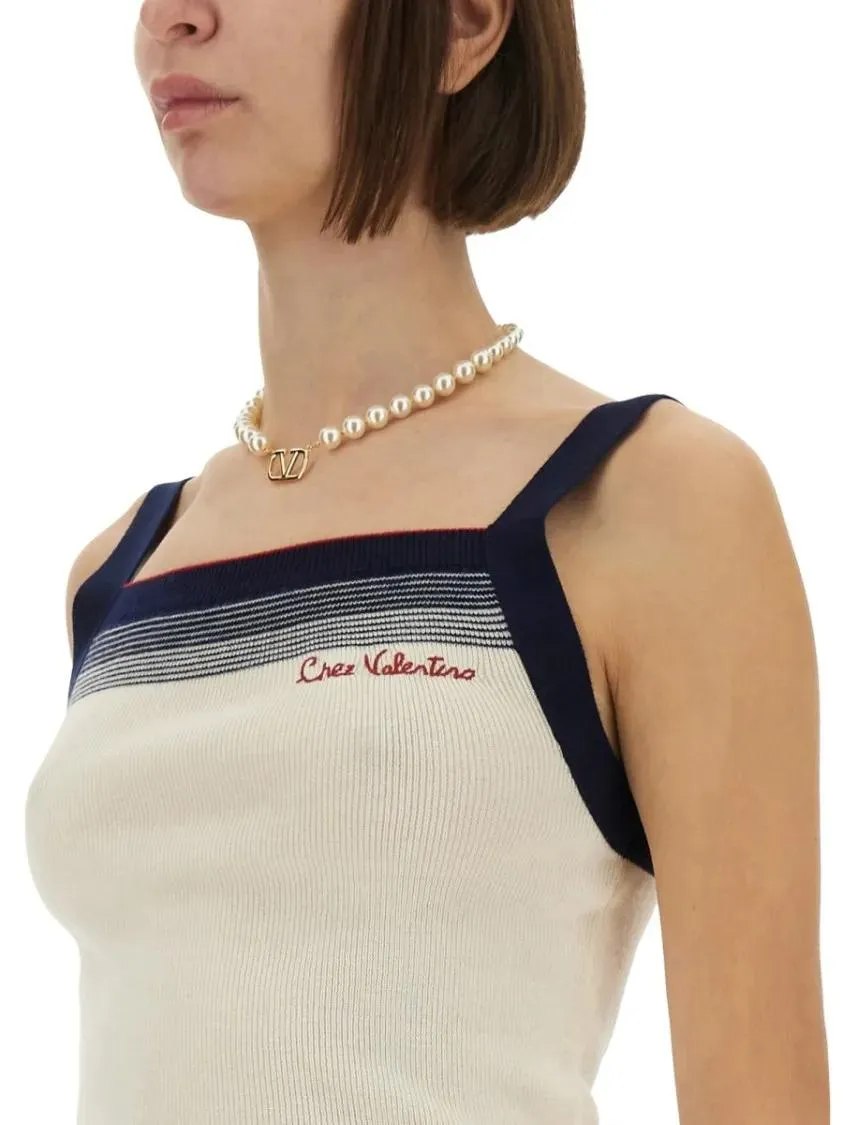 Valentino Garavani - Slim-Fit Ribbed Wool Top - Größe S - weiß – Bild 2