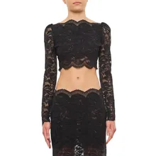 Paco Rabanne - Lace Long Sleeve Top - Größe 40 - schwarz Paco Rabanne - Lace Long Sleeve Top - Größe 40 - schwarz