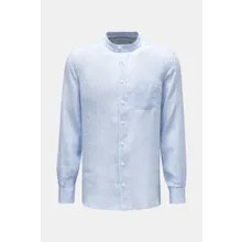 Weber+Weber - Herren - Leinenhemd %27Striped Linen Collar Shirt%27 Grandad-Kragen rauchblau/weiß gestreift Weber+Weber - Herren - Leinenhemd %27Striped Linen Collar Shirt%27 Grandad-Kragen rauchblau/weiß gestreift