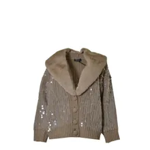 Blumarine - Camel Virgin Wool Cardigan With Sequins - Größe XS - braun Blumarine - Camel Virgin Wool Cardigan With Sequins - Größe XS - braun