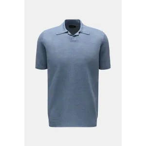 Roberto Collina - Herren - Leinen Kurzarm-Strickpolo graublau Roberto Collina - Herren - Leinen Kurzarm-Strickpolo graublau