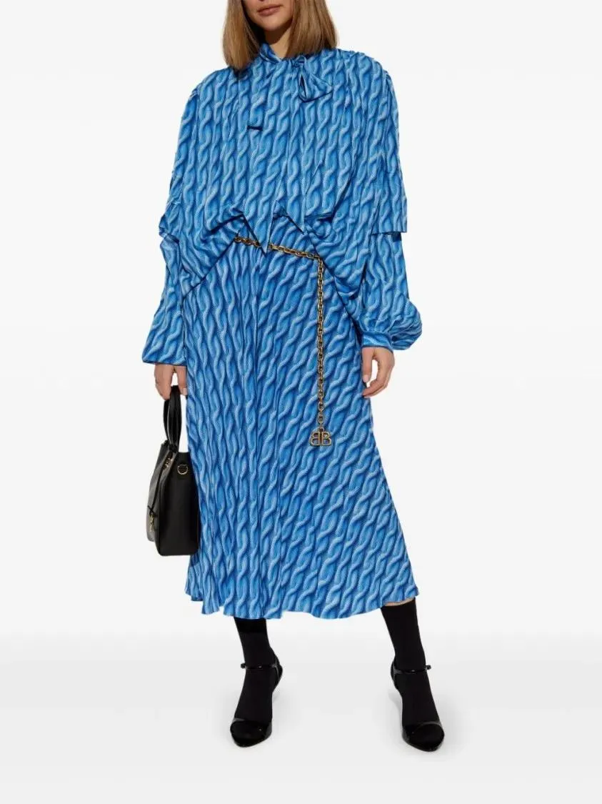 Balenciaga - Wave Pattern Print Dress - Größe 36 - blau – Bild 3