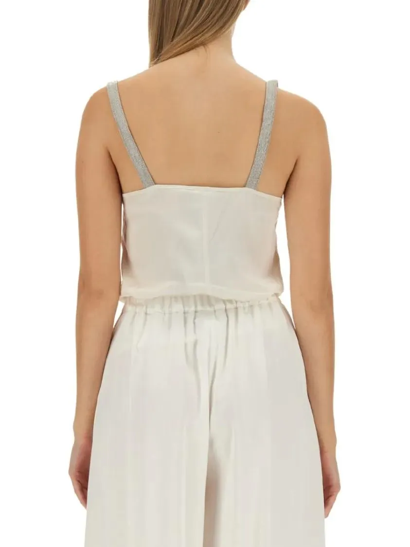 Fabiana Filippi - Satin Lingerie Top - Größe 40 - weiß – Bild 3