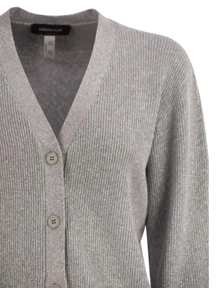 Fabiana Filippi - English Ribbed Cardigan - Größe 42 - grau – Bild 2