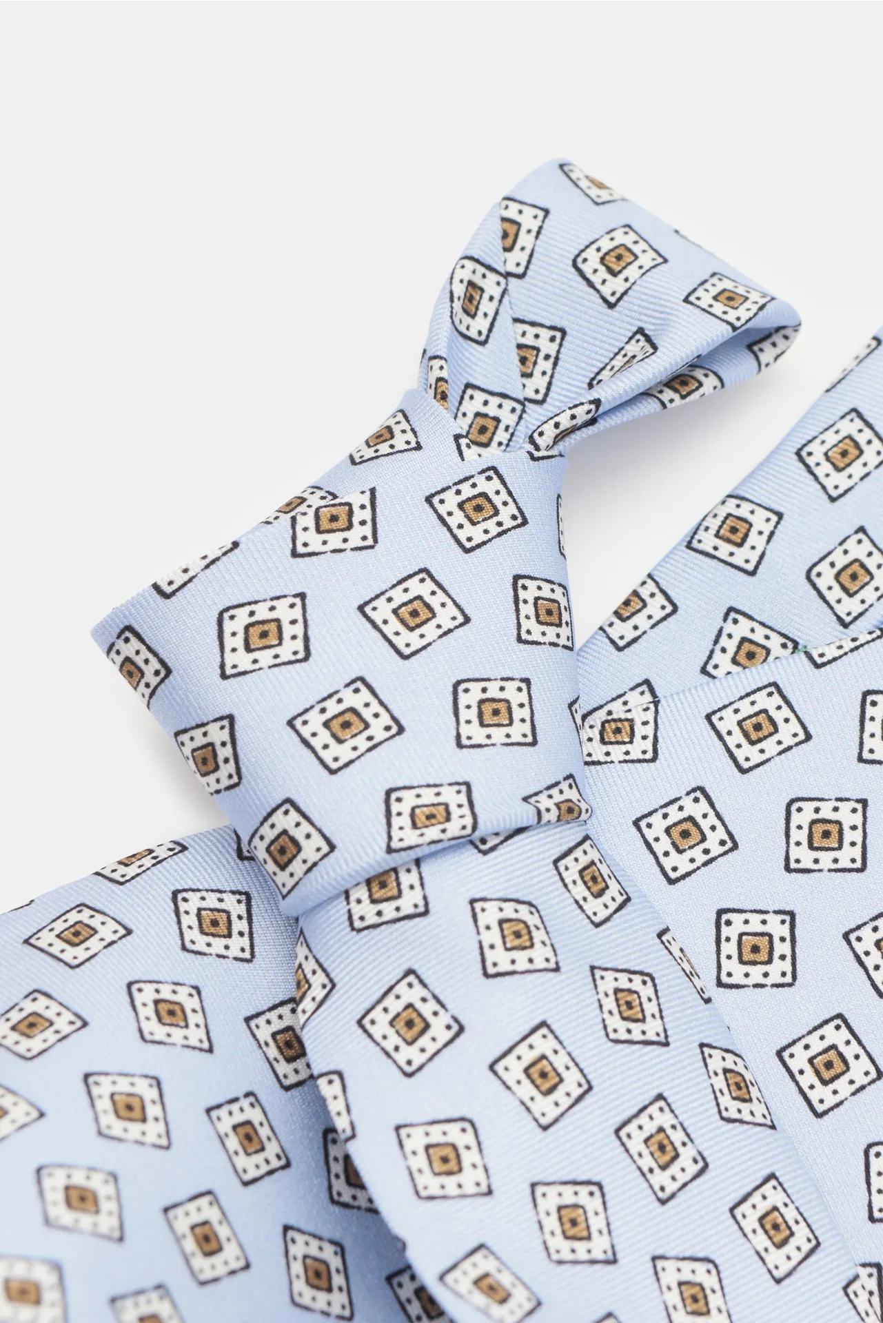 Borrelli - Herren - Seidenkrawatte hellblau/weiß/beige gemustert – Bild 3