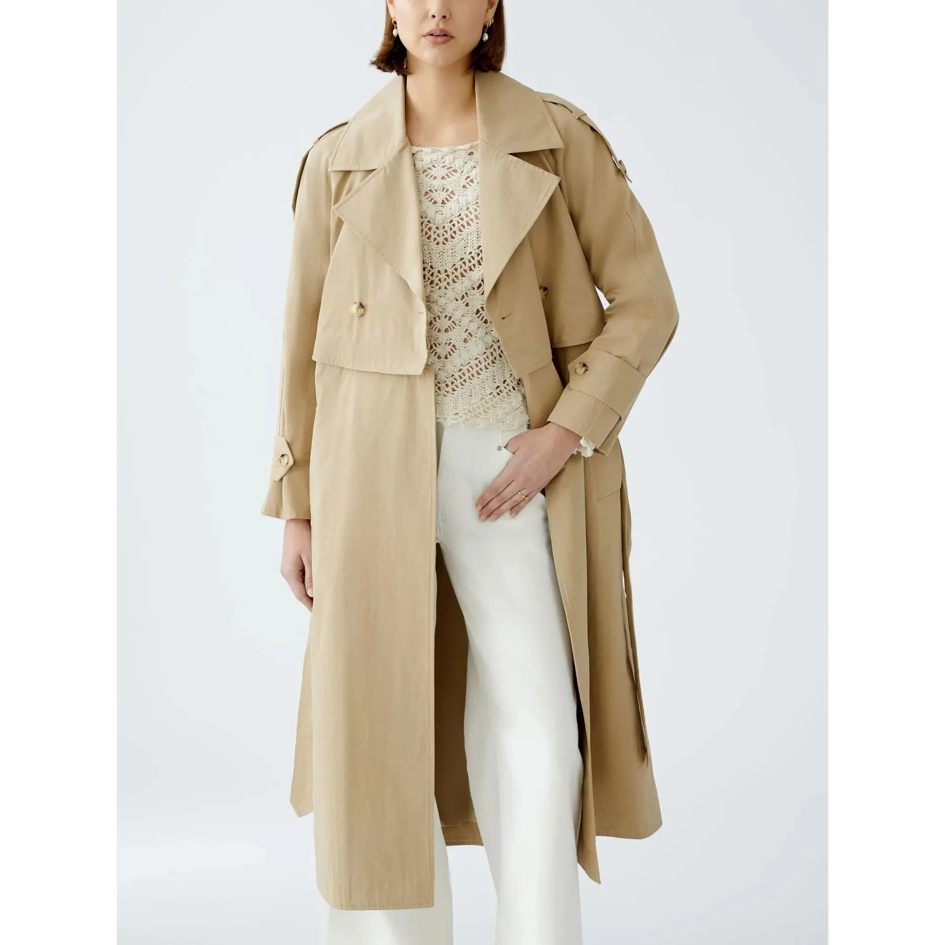 Oui - Trenchcoat - Größe 34 - beige – Bild 3