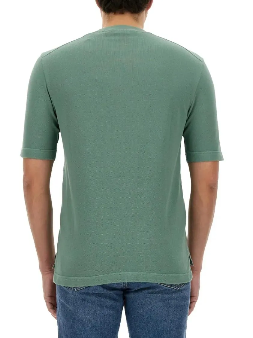 Zegna - T-Shirt With Subtle Logo Detail - Größe 48 - grün – Bild 3