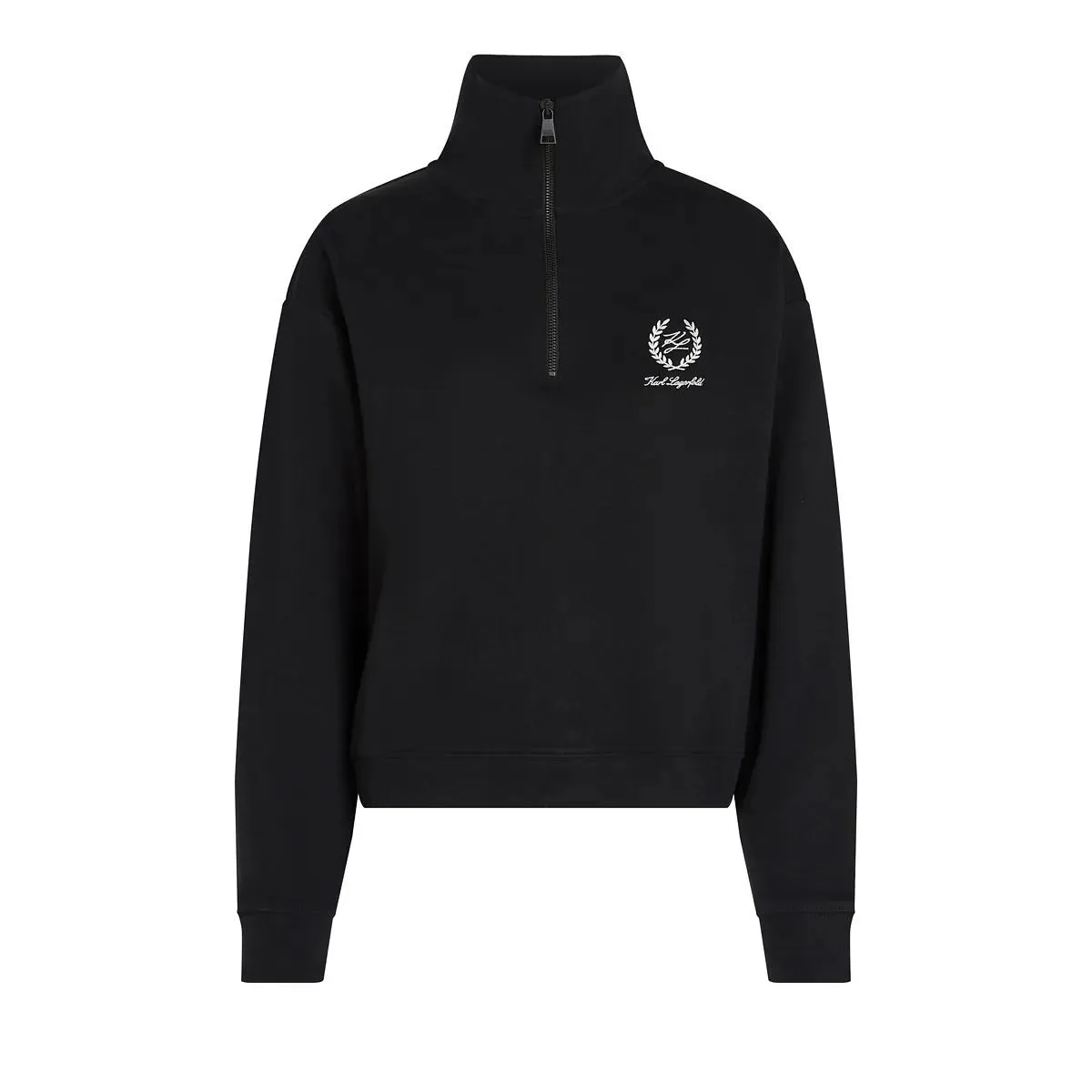 Karl Lagerfeld - HOTEL KARL LOUNGEWEAR SWEATSHIRT MIT HALBLANGEM RE - Größe M - schwarz Karl Lagerfeld - HOTEL KARL LOUNGEWEAR SWEATSHIRT MIT HALBLANGEM RE - Größe M - schwarz