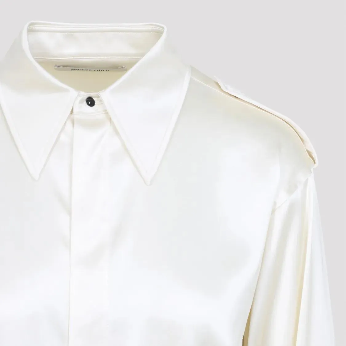 PHOEBE PHILO - Liquid Utility White Silk Shirt With Pointed Colla - Größe 38 - weiß – Bild 2