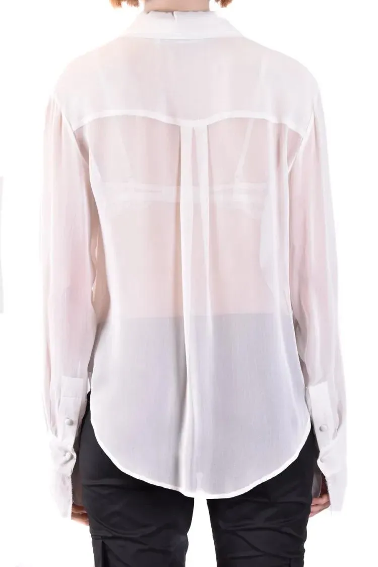 Philosophy Di Lorenzo Serafini - Viscose Shirt With Tie Detail And Sheer Finish - Größe 38 - weiß – Bild 2