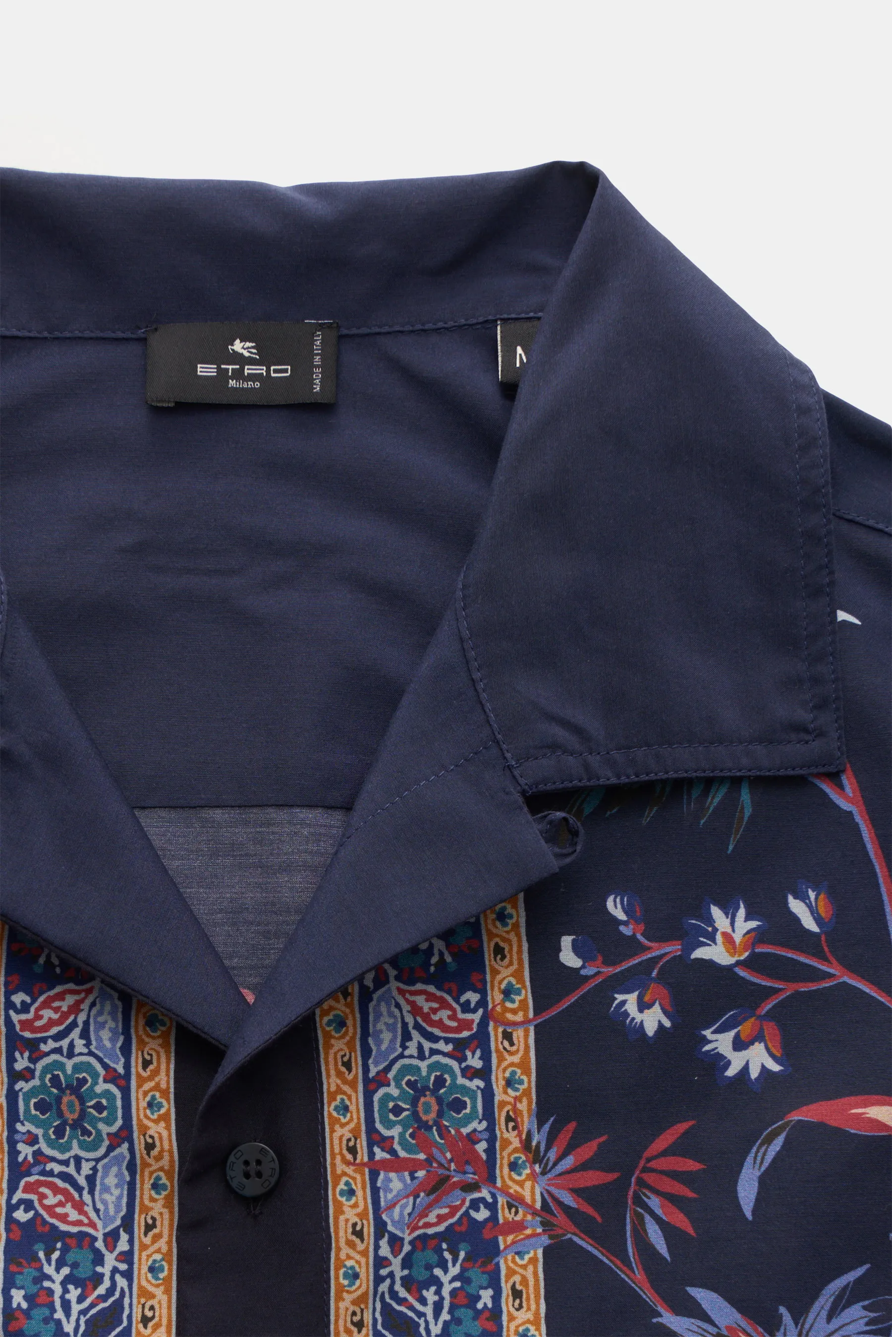 Etro - Herren - Casual Hemd Kubanischer Kragen navy/gelb/rot gemustert – Bild 2