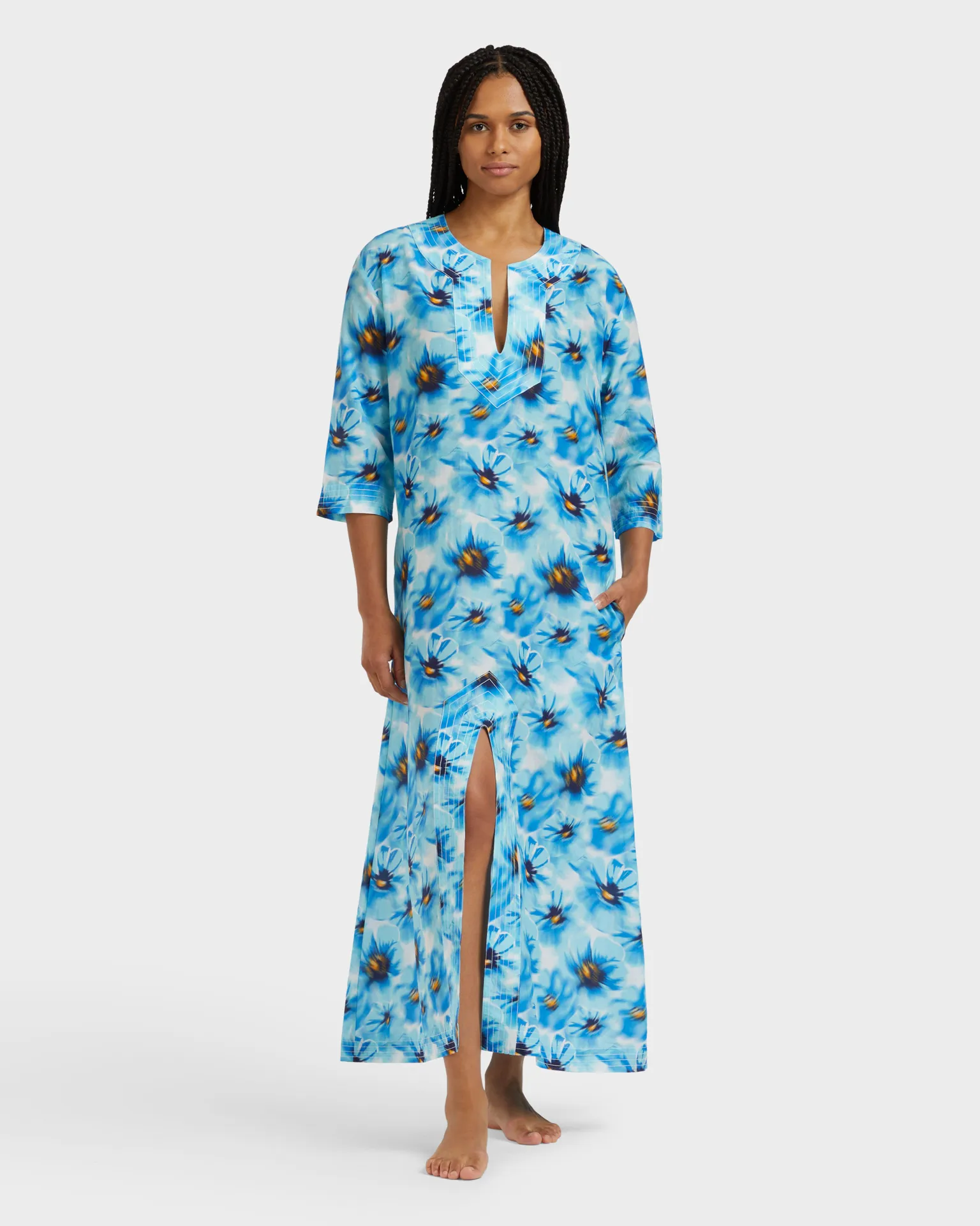 Vilebrequin - Poppies Kaftan Aus Baumwollvoile Für Damen - Kaftan - Leonor - Blau - Größe L – Bild 3
