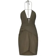 Amazuin - Olive Green Mini Dress With Crossover Front - Größe ONE SIZE - grün Amazuin - Olive Green Mini Dress With Crossover Front - Größe ONE SIZE - grün