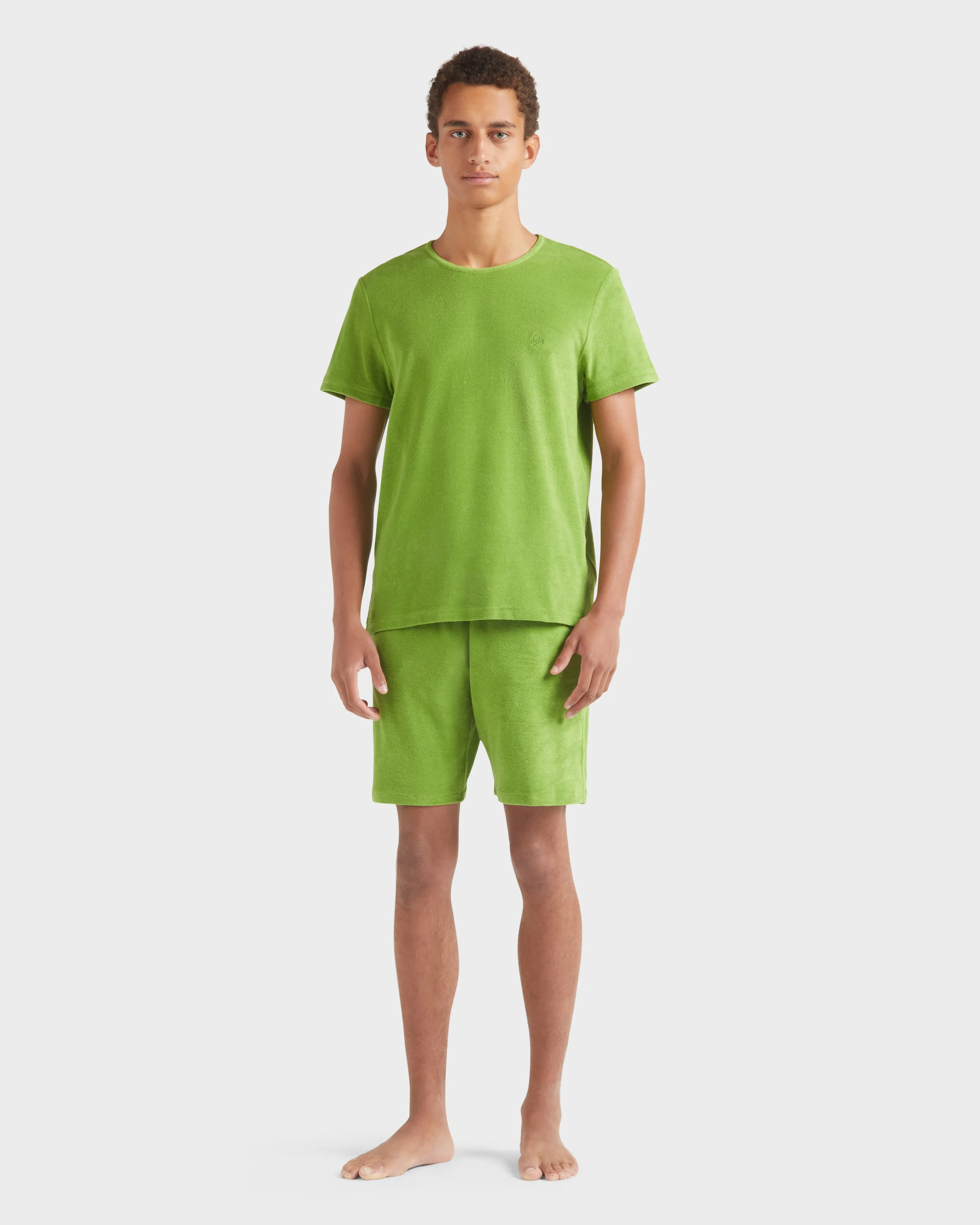 Vilebrequin - Einfarbiges Unisex-t-shirt Aus Frottee - T-shirt - Tiramisu - Grün - Größe XXL – Bild 3