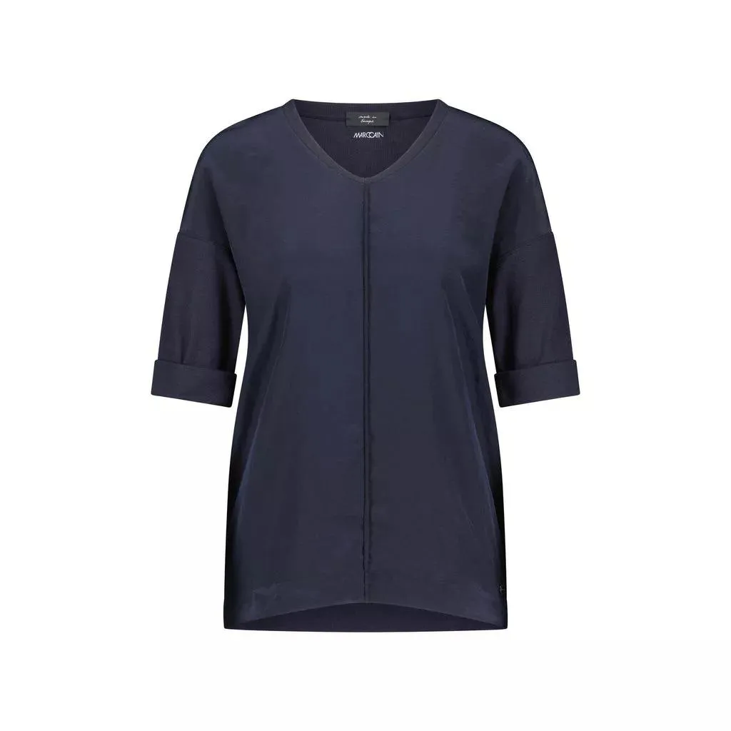 Marc Cain - Blusenshirt aus Baumwoll-Mix - Größe 36 - blau Marc Cain - Blusenshirt aus Baumwoll-Mix - Größe 36 - blau