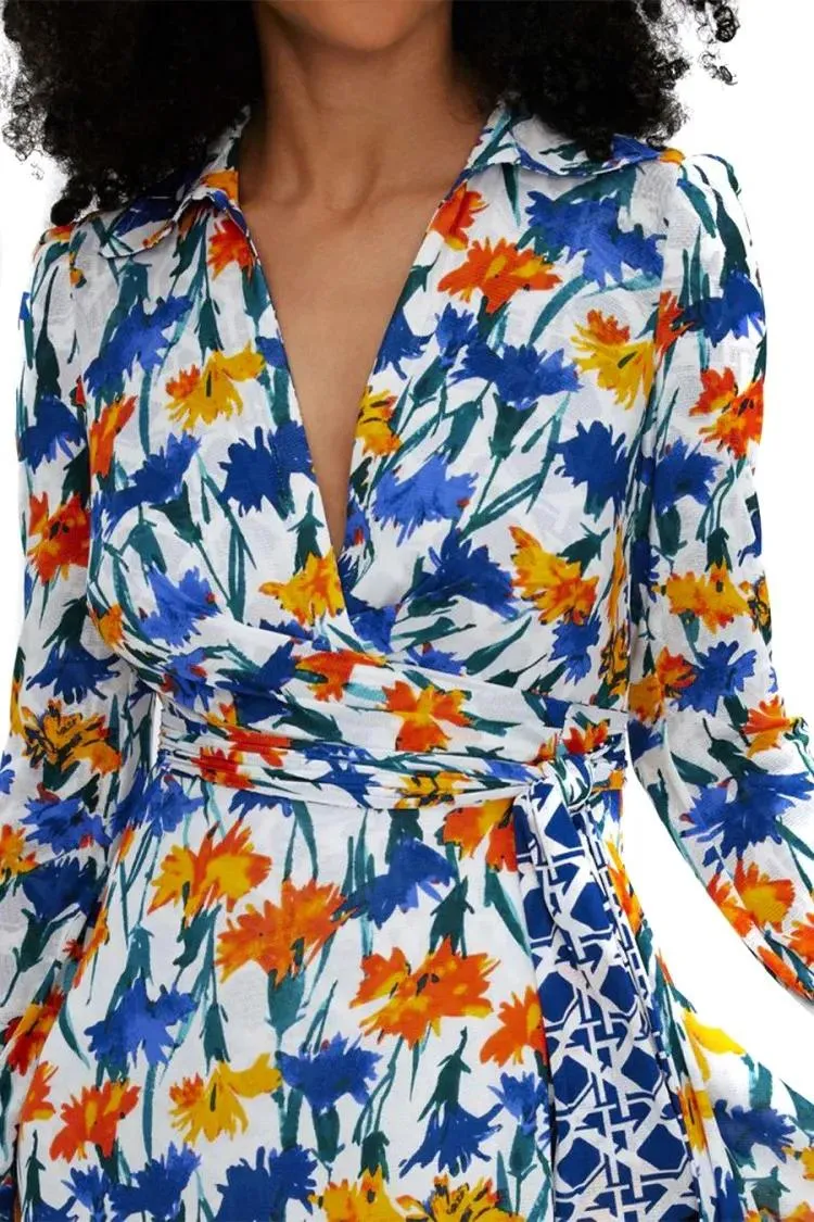 Diane von Furstenberg - Statement Wrap Dress With Floral Print And Tie Det - Größe S - bunt – Bild 2
