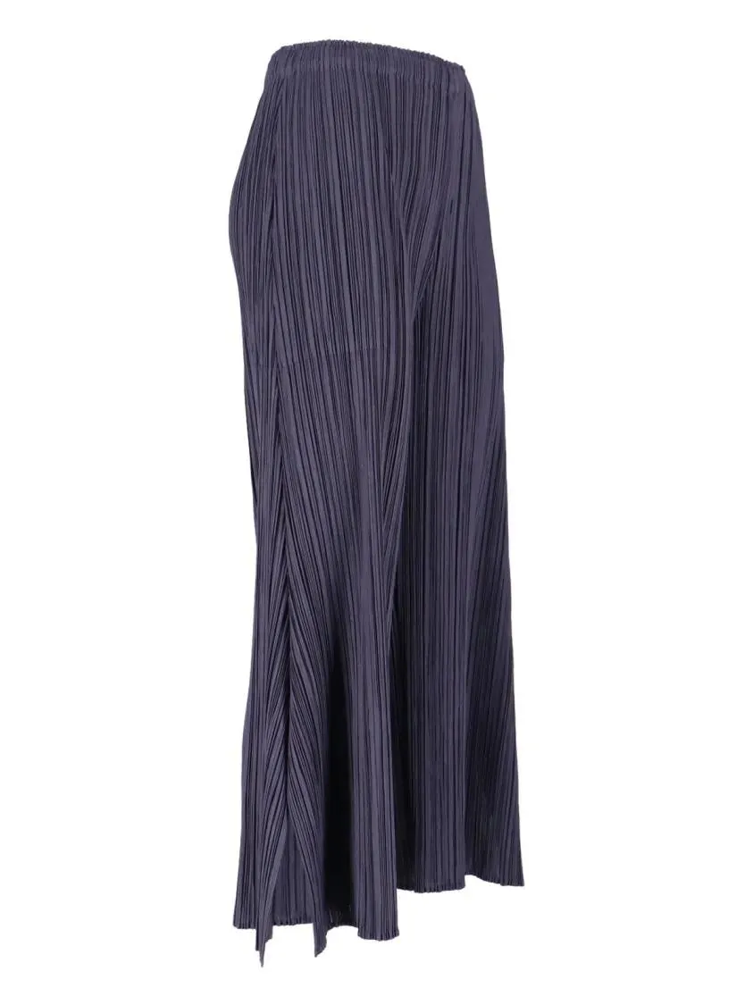 ISSEY MIYAKE PLEATS PLEASE - Pleated Wide-Leg Trousers With Cropped Silhouette - Größe II - blau – Bild 4