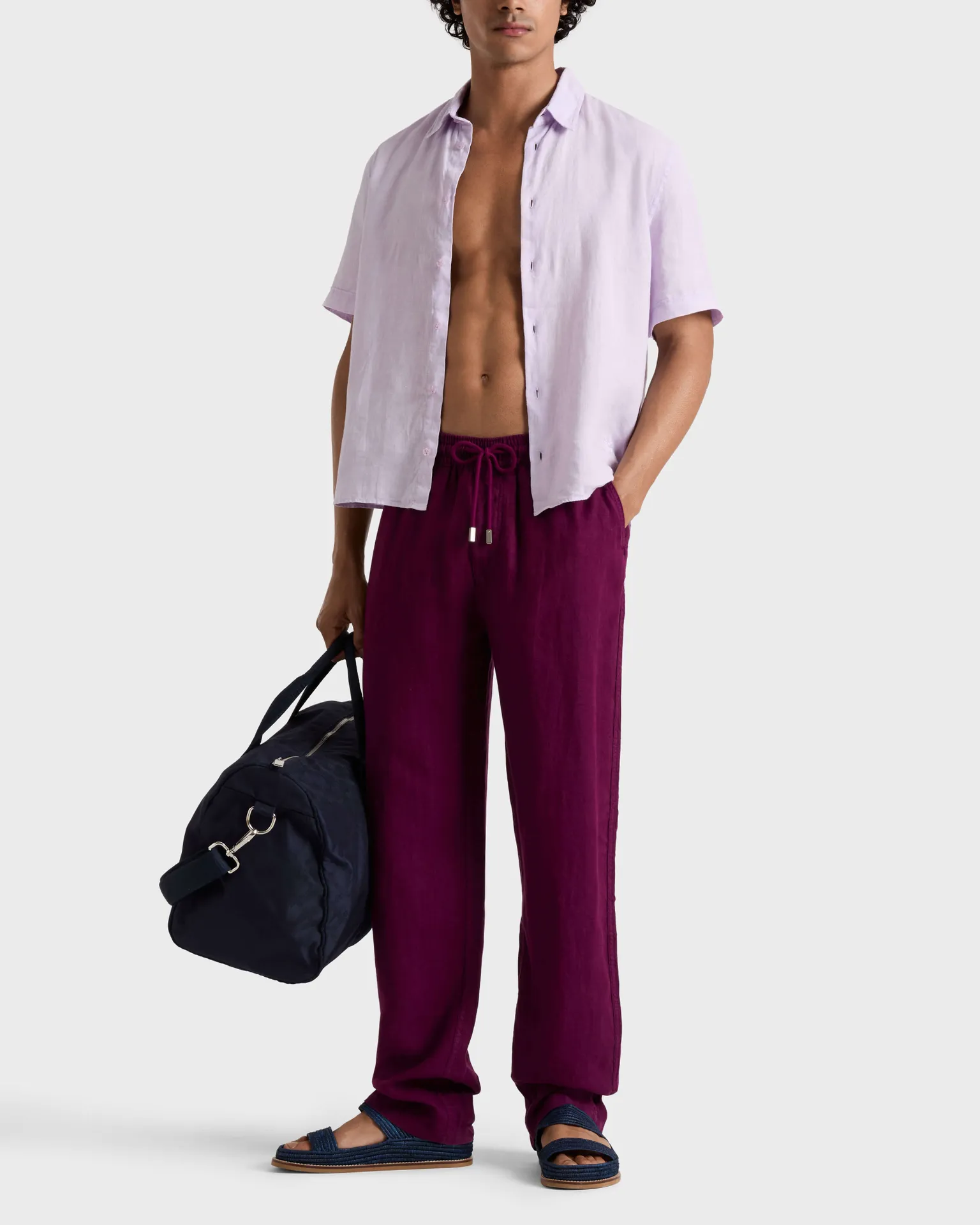 Vilebrequin - Solid Weite Leinenhose Für Herren - Hose - Pacha - Violett - Größe XXXL – Bild 3