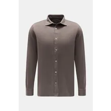 Fedeli - Herren - Jersey-Hemd %27Jason%27 Haifisch-Kragen graubraun Fedeli - Herren - Jersey-Hemd %27Jason%27 Haifisch-Kragen graubraun