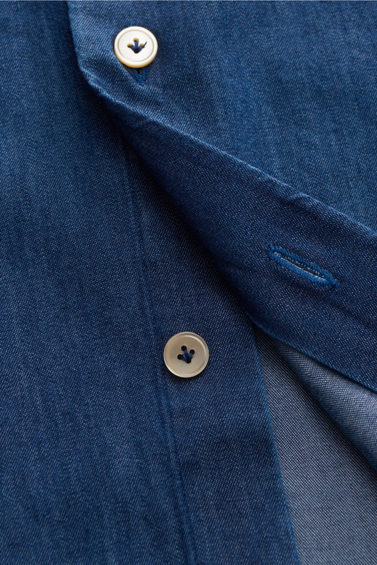 Gherardi - Herren - Chambray-Hemd Haifisch-Kragen dunkelblau – Bild 4