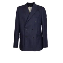 Golden Goose - Blue Journey Double-Breasted Pinstriped Wool Jacke - Größe 48 - blau Golden Goose - Blue Journey Double-Breasted Pinstriped Wool Jacke - Größe 48 - blau