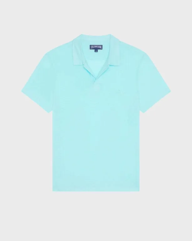 Vilebrequin - Einfarbiges Polohemd Aus Leinenjersey Für Herren - Polohemd - Pyramid - Blau - Größe S Vilebrequin - Einfarbiges Polohemd Aus Leinenjersey Für Herren - Polohemd - Pyramid - Blau - Größe S