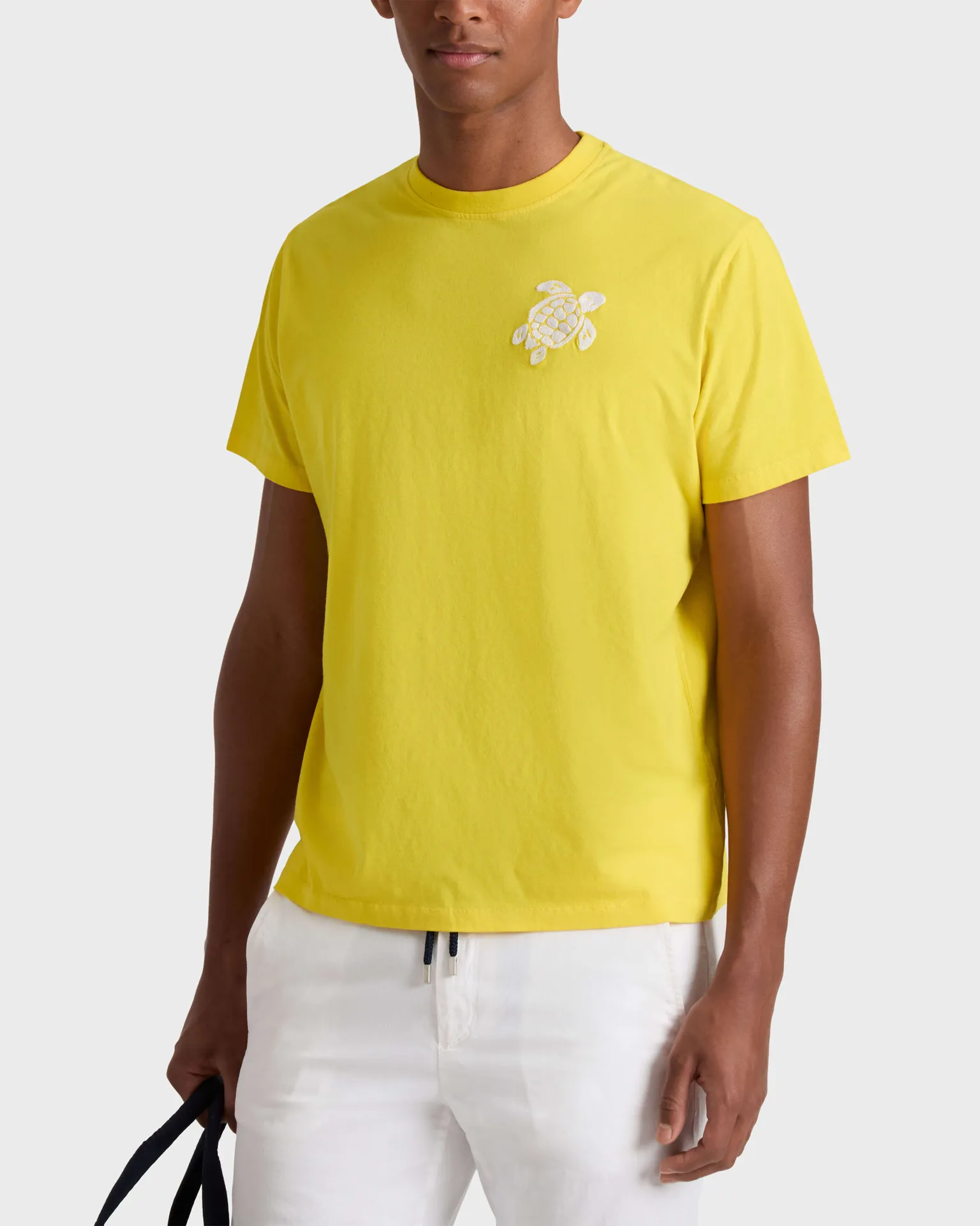 Vilebrequin - T-shirt Aus Bio-baumwolle Mit Aufgestickter, Großer Schildkröte Für Herren - T-shirt - Partisol - Gelb - Größe S – Bild 3