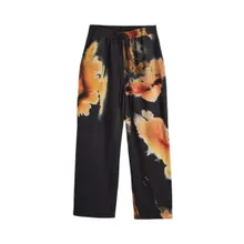 Y-3 - Wide-Leg Track Pants With Abstract Floral Print - Größe S - schwarz Y-3 - Wide-Leg Track Pants With Abstract Floral Print - Größe S - schwarz