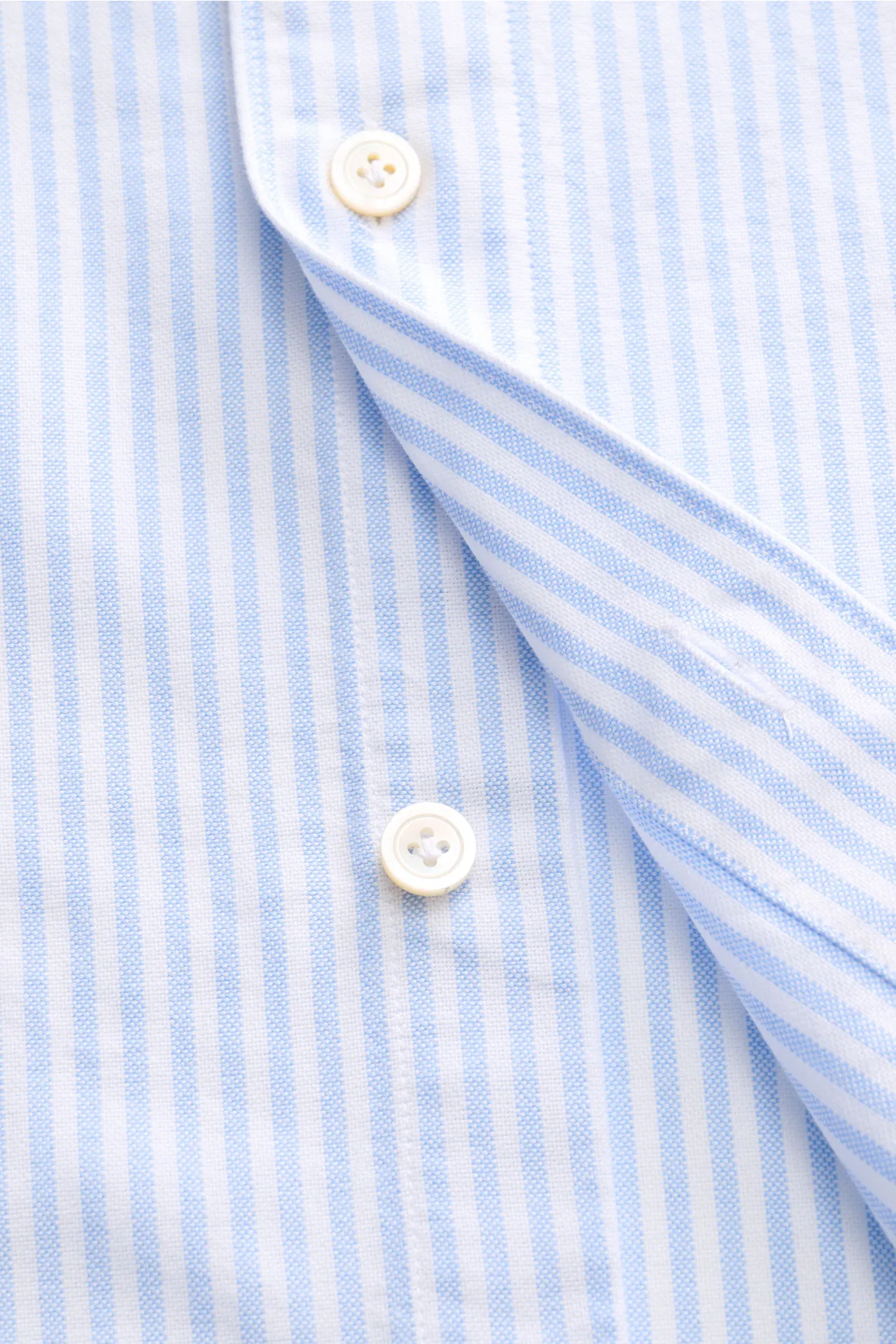 Finamore - Herren - Oxford-Hemd 'Lorenzo Gaeta' Grandad-Kragen hellblau/weiß gestreift – Bild 5