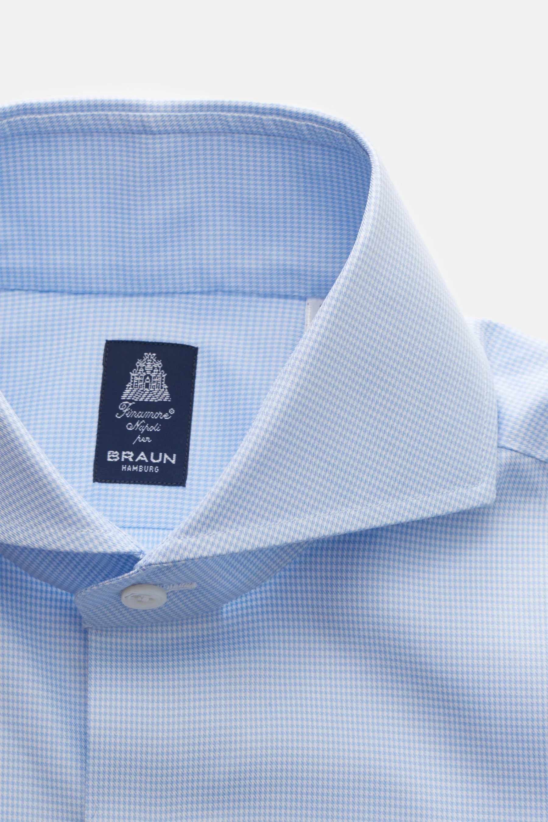 Finamore - Herren - Business Hemd 'Sergio Napoli' Haifisch-Kragen hellblau/weiß kariert – Bild 2