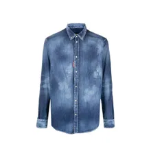 Dsquared2 - Distressed Effect Denim Shirt - Größe 52 - blau Dsquared2 - Distressed Effect Denim Shirt - Größe 52 - blau
