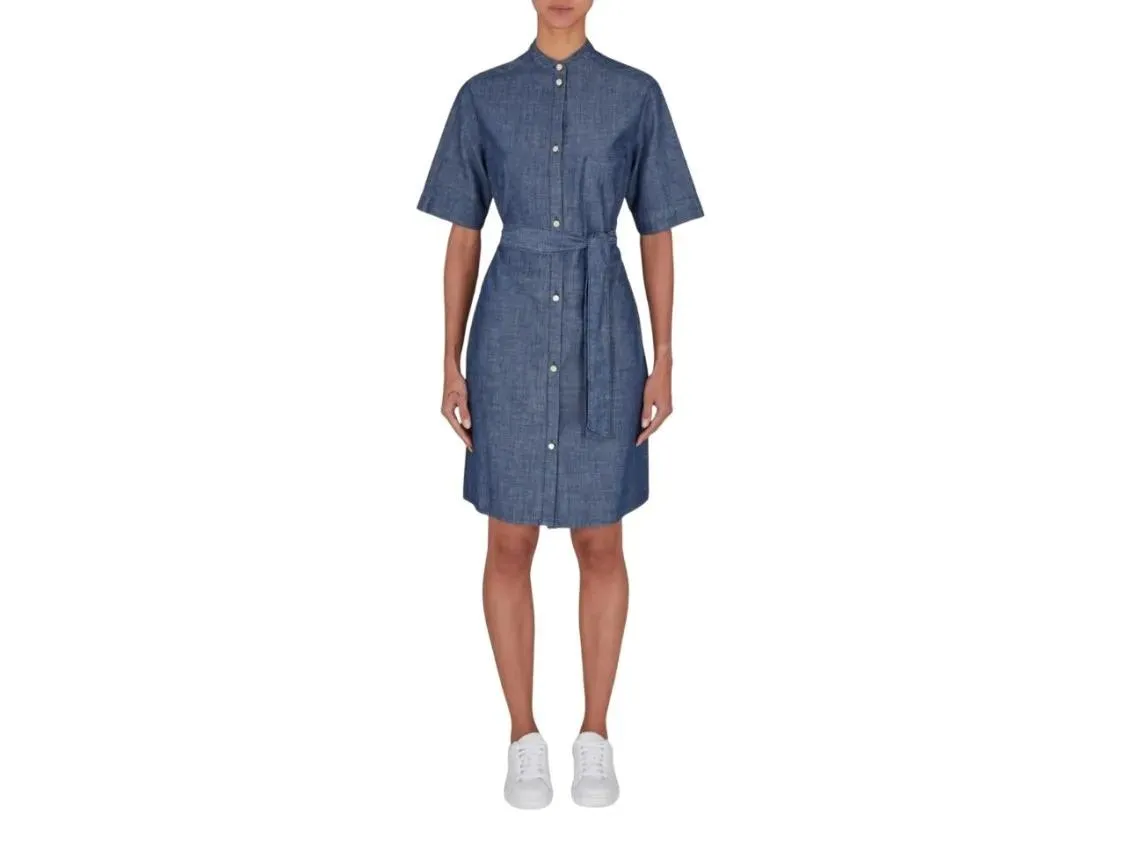 Armani Exchange - Denim Shirt Dress With Mandarin Collar - Größe 6 - blau – Bild 3