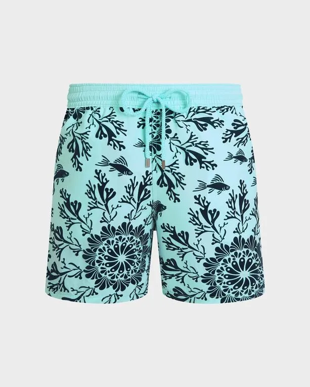 Vilebrequin - Beflockte Coral Mandala Badeshorts Für Herren - Bademode - Moorea - Blau - Größe XXL Vilebrequin - Beflockte Coral Mandala Badeshorts Für Herren - Bademode - Moorea - Blau - Größe XXL