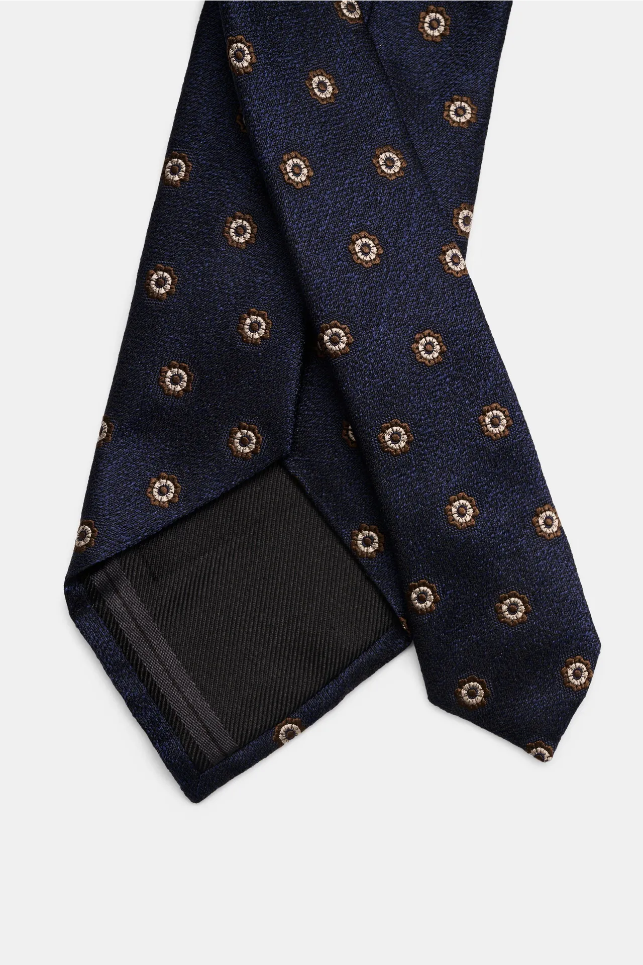 Zegna - Herren - Seidenkrawatte navy/braun/beige gemustert – Bild 2