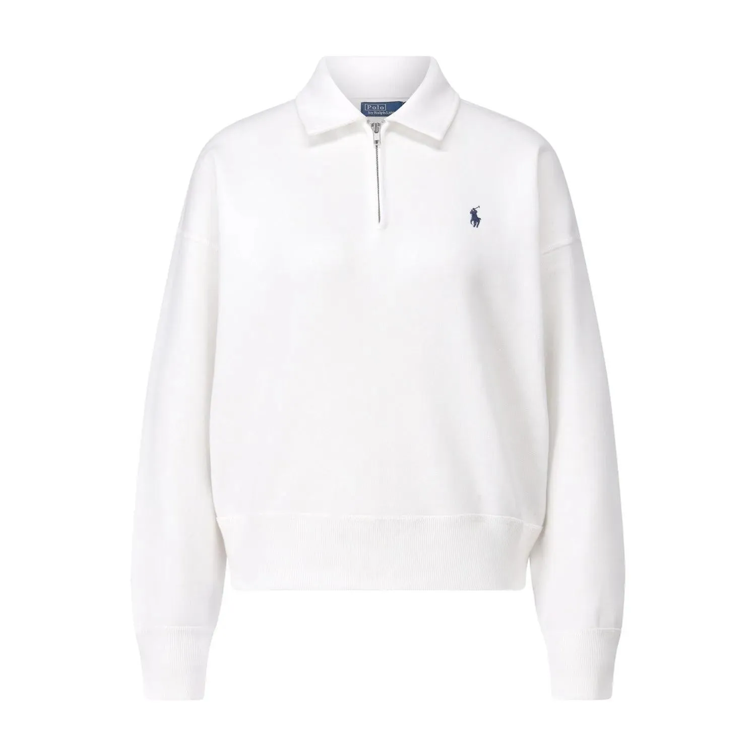 Polo Ralph Lauren - Sweatshirt mit Kragen & Reißverschluss - Größe L - weiß Polo Ralph Lauren - Sweatshirt mit Kragen & Reißverschluss - Größe L - weiß