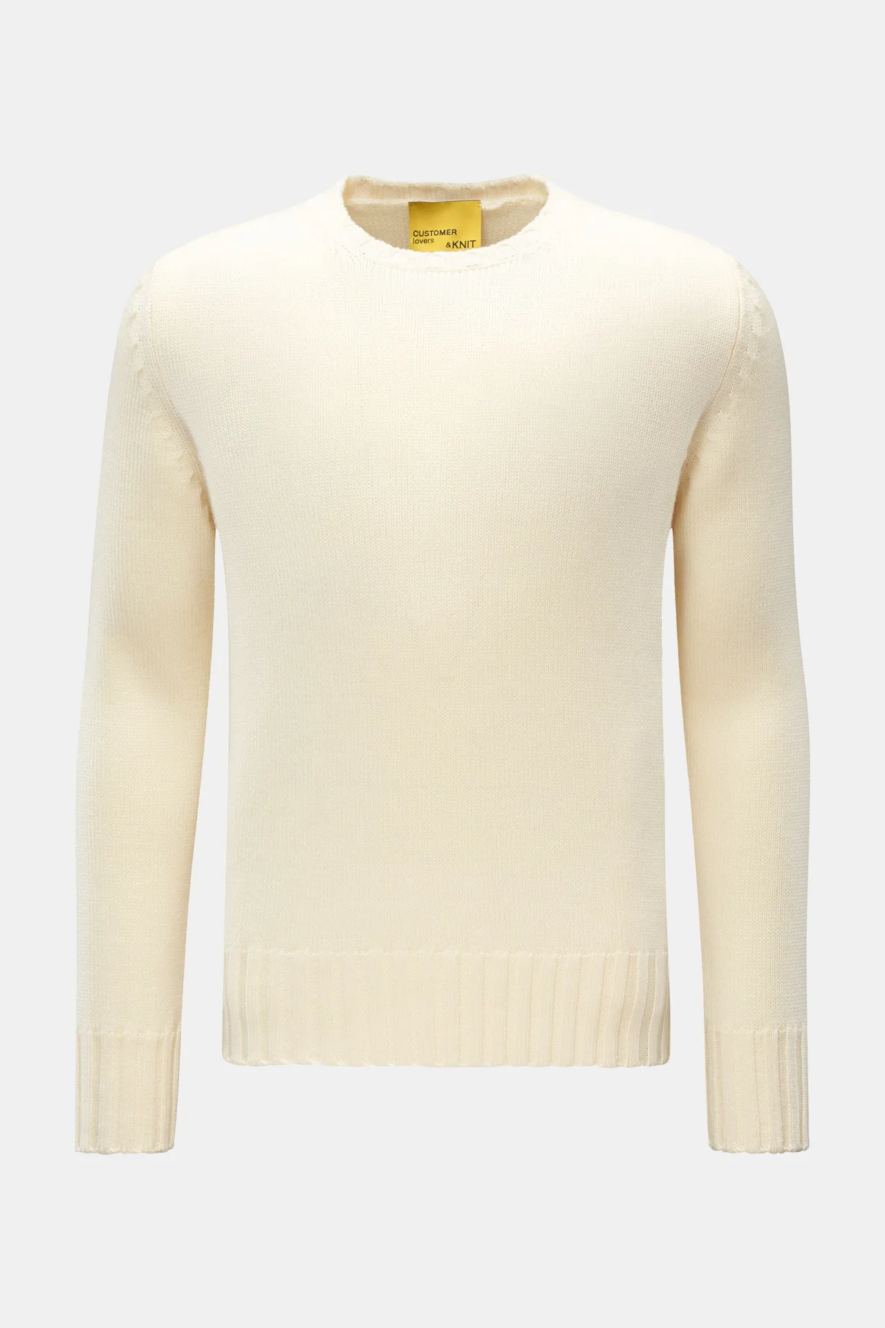 B.F. Knitwear - Herren - Merino Rundhalspullover creme B.F. Knitwear - Herren - Merino Rundhalspullover creme