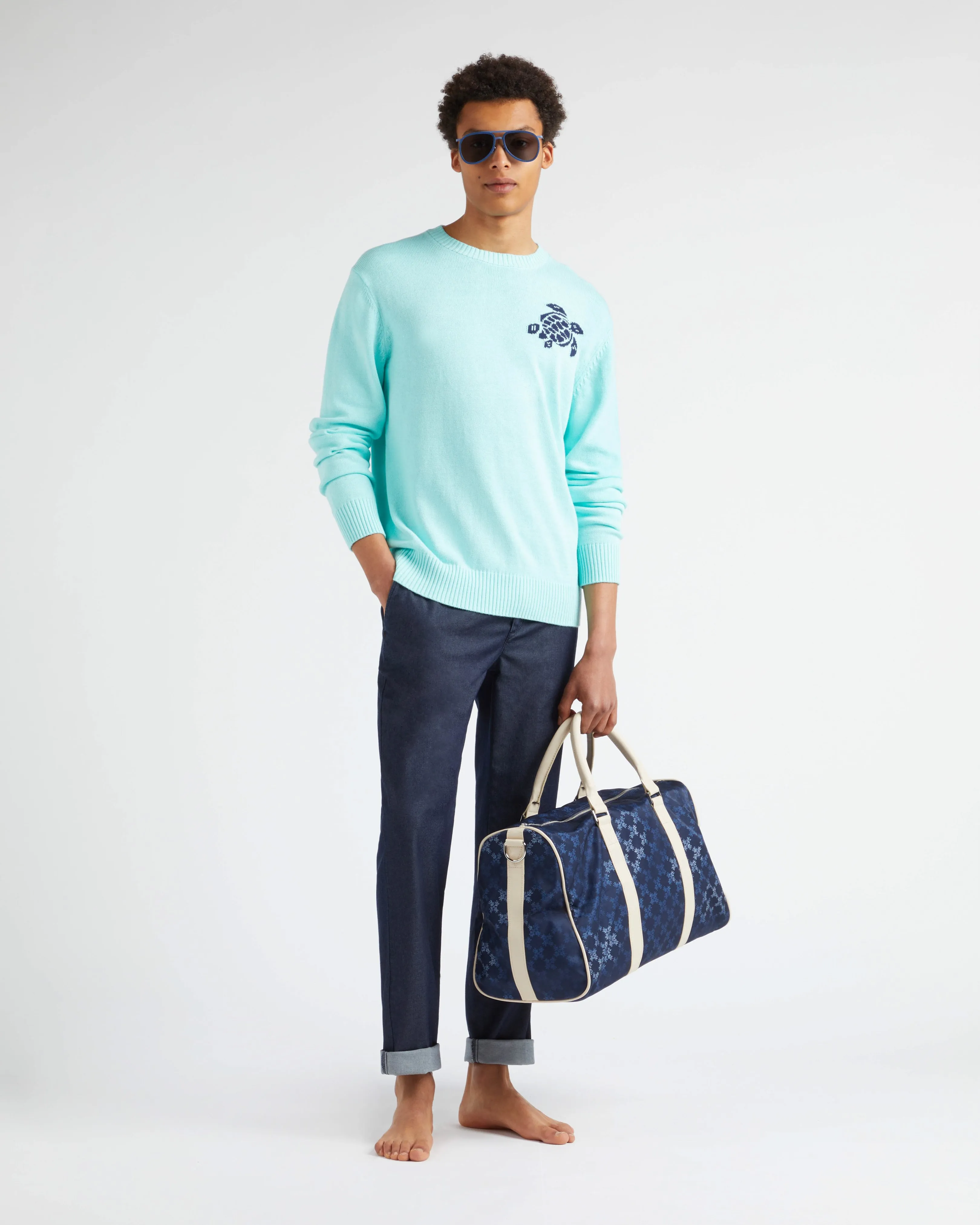 Vilebrequin - Turtle Rundhalspullover Aus Baumwolle Und Kaschmir Für Herren - Pullover - Rayol - Blau - Größe XXL – Bild 5