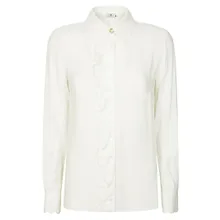 Elisabetta Franchi - Classic Ruffle-Trimmed Silk Blouse - Größe 40 - weiß Elisabetta Franchi - Classic Ruffle-Trimmed Silk Blouse - Größe 40 - weiß